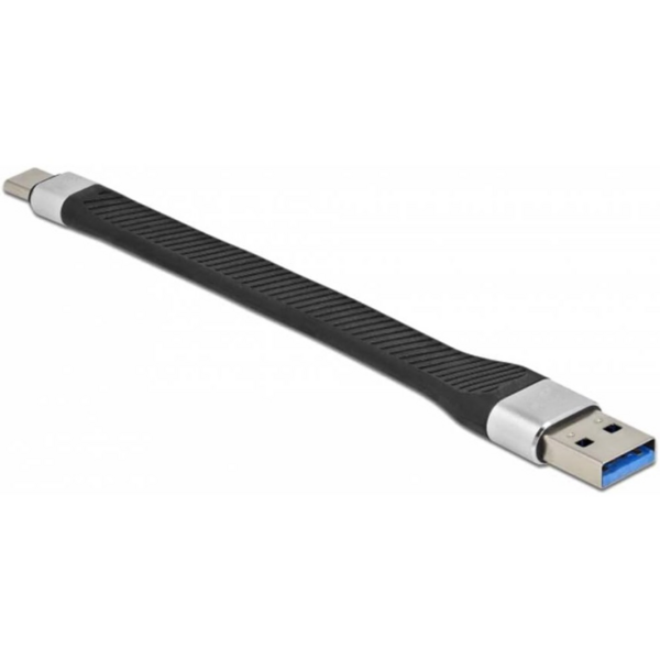 Techly USB-C Stecker auf USB-A Stecker -- kurz, flaches FPC Schnellladekabel
