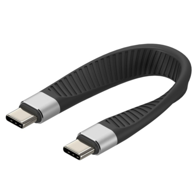 Techly USB-C Stecker auf USB-C Stecker -- kurz, flaches FPC Schnellladekabel