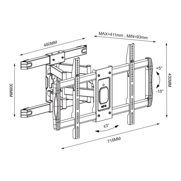 Techly Wandhalterung 42-75