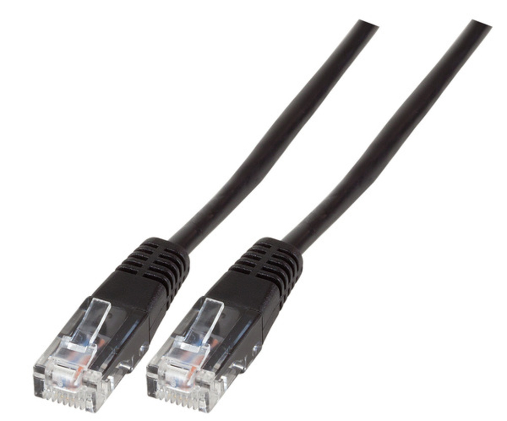 Telekom + LSA Systeme  Modularkabel RJ45 (8/4) - RJ45 (8/4), vergossen, schwarz, 1 m - 1 VPE = 10 Stï¿½ck Telekom + LSA Systeme