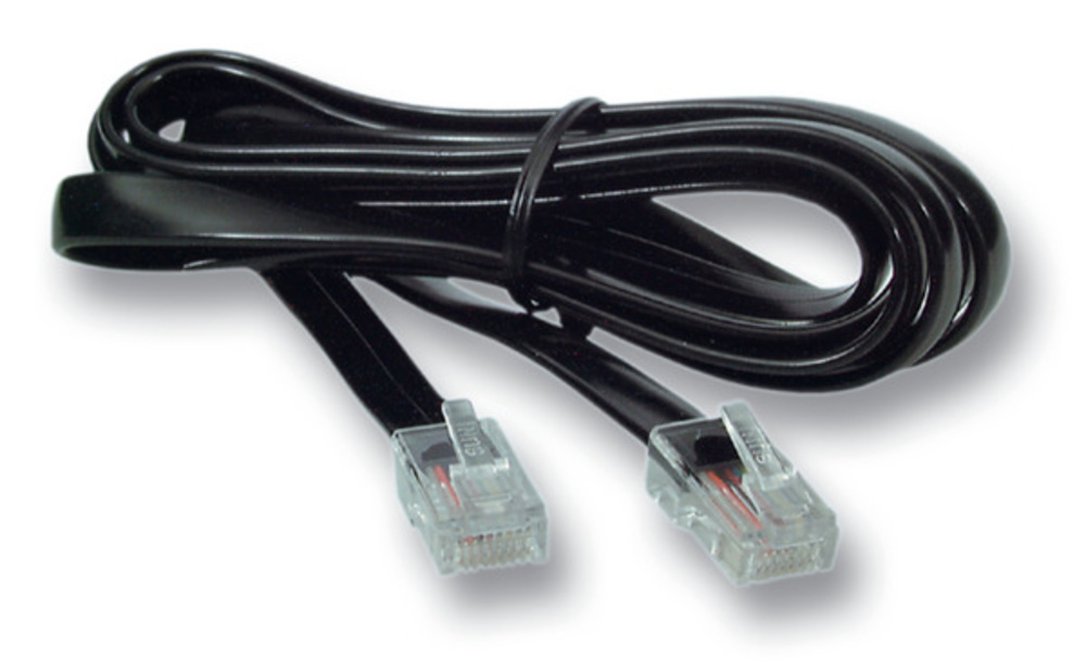 Telekom + LSA Systeme  Modularkabel schwarz, 2 x RJ10 (4/4), Stecker, 1:1, 1,0 m - 1 VPE = 5 Stï¿½ck Telekom + LSA Systeme
