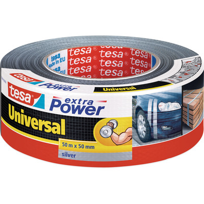 tesa extra power universal, 50m x 50mm, gewebeverstärktes Folienband, silber (Produktbild 1)