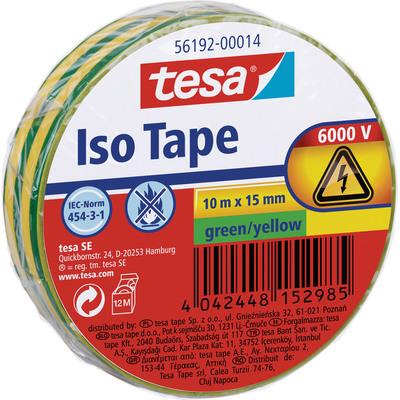 tesa Isolierklebeband, 10m x 15mm, grün/gelb (Produktbild 1)