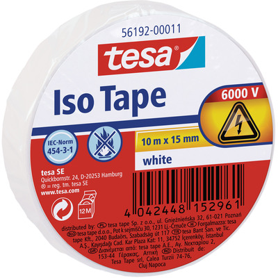 tesa Isolierklebeband, 10m x 15mm, weiß (Produktbild 1)