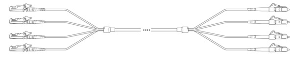 U-DQ(ZN) BH G657A 12E9/125µm E2000®/APC - LC/APC ,  1,0m Glasfaser Trunkkabel
