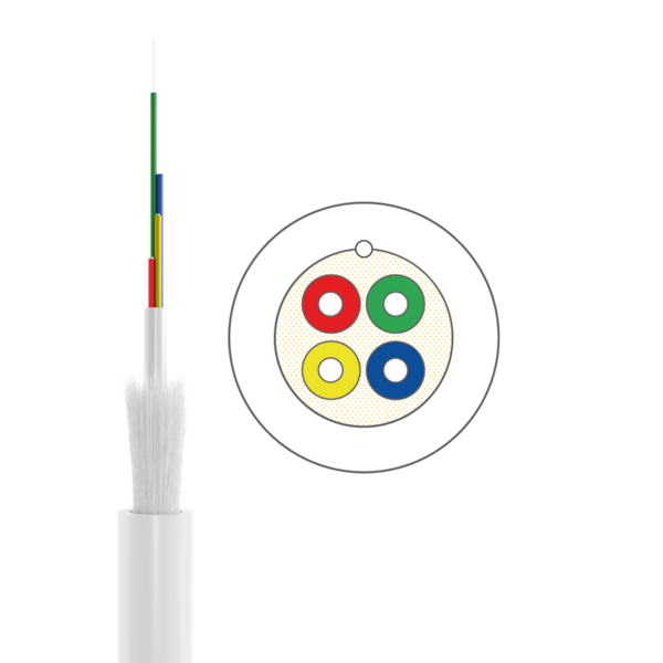 UC home fibre idrop 250 drag&blow I-DH OS2 -- 4E (1x4) B2ca 400N LSZH weiss 2,3mm G657A2