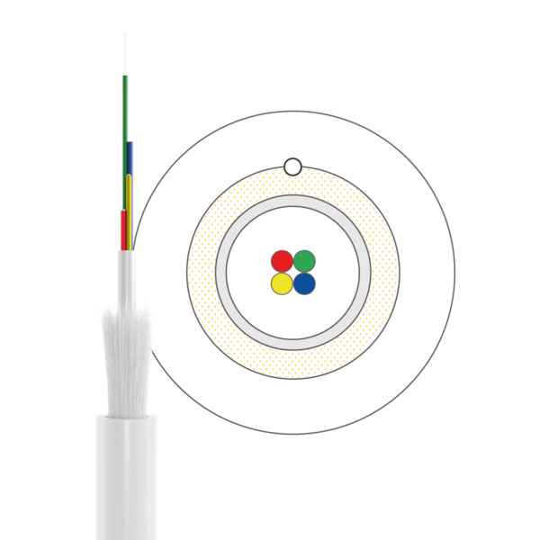 UC home fibre idrop 900 I-VH OS2 4E (1x4) Dca , 500N LSZH weiss 4,5mm G657A2 Glasfaser Verlegekabel