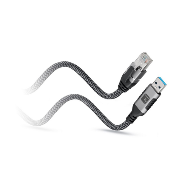 USB 3.0 Ethernet-Kabel, A/M zu RJ45/M, 2m --  1 Gbit/s aktiv schwarz/silber