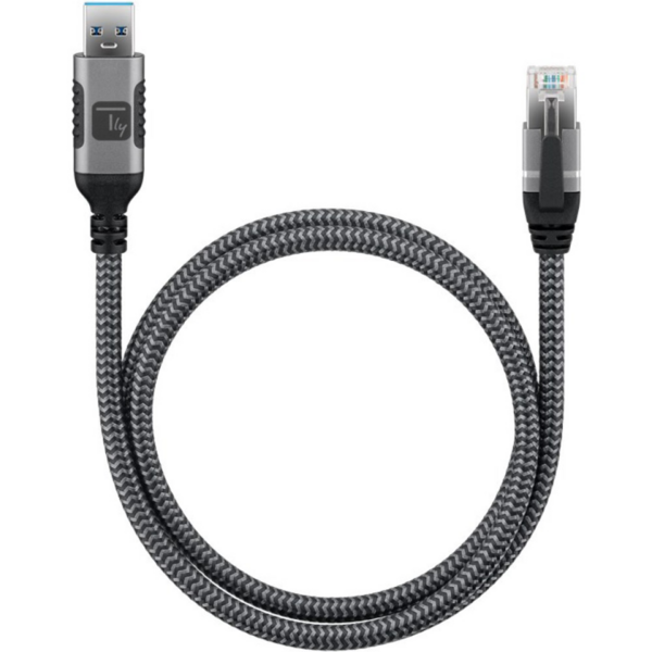 USB 3.0 Ethernet-Kabel, A/M zu RJ45/M, 7,5m --  1 Gbit/s aktiv schwarz/silber
