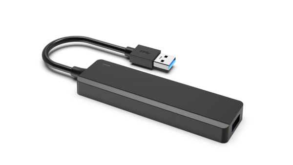 USB 3.0 Hub 4-Port, 4x USB-A, 5Gbps, ABS,passiv,schwarz,USB-C/USB-A