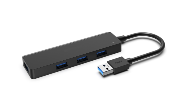USB 3.0 Hub 4-Port, 4x USB-A, 5Gbps, ABS,passiv,schwarz,USB-C/USB-A
