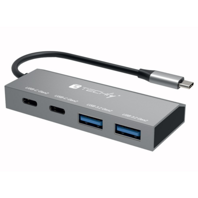USB 3.2 Hub mit 2 USB-A-Ports und 2 USB-C-Ports --  aus Metall