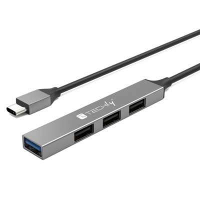 USB-C 3.2 Hub mit 4 schlanken USB-A-Ports --  aus Metall