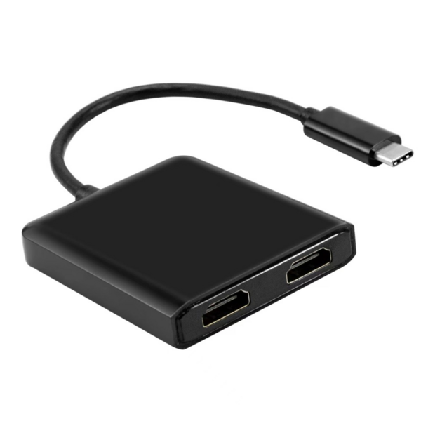 USB-C auf 2x Hdmi 4K Adapter -- 0,15m, schwarz, iOS, Linux, Win11