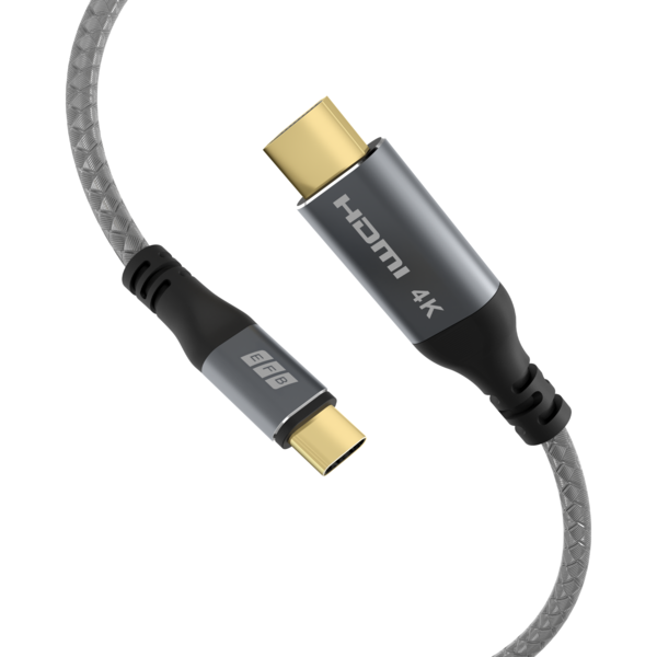 USB-C auf HDMI Kabel 4K30Hz -- 1,8m grau GoldkontakteTextilmantel