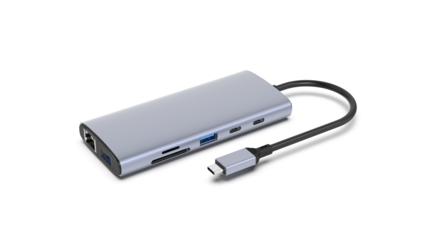 USB-C-Dockingstation 10in1, bis zu 2 Monitore, 2xUSB-A/2xUSB-C/2xHDMI/LAN/CR USB