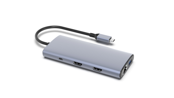 USB-C-Dockingstation 10in1, bis zu 2 Monitore, 2xUSB-A/2xUSB-C/2xHDMI/LAN/CR