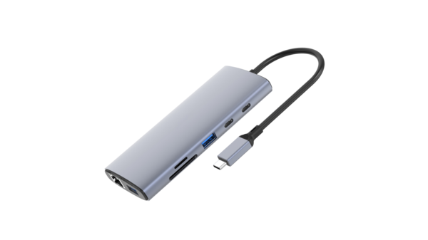 USB-C-Dockingstation 10in1, bis zu 2 Monitore, 2xUSB-A/2xUSB-C/2xHDMI/LAN/CR