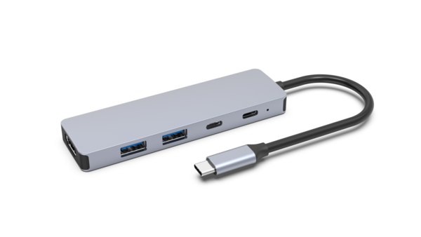 USB-C-Dockingstation 5in1, für 1 Monitor, Alu,2xUSB3.0/USB-C/HDMI/PD USB