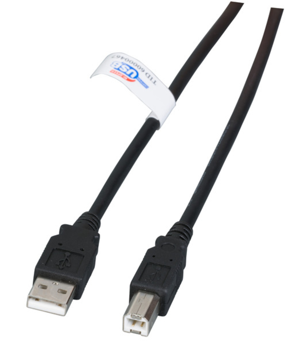 USB USB2.0 Anschlusskabel A-B, St.-St., 1,0m, schwarz, LSZH - 1 VPE = 300 Stï¿½ck USB