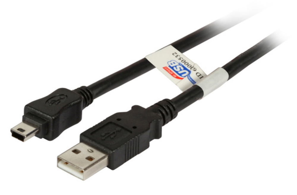 USB USB2.0 Anschlusskabel A-Mini B (5polig), St.-St., 1,8m, schwarz, Premium - 1 VPE = 200 Stï¿½ck USB