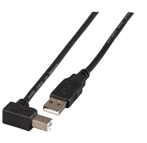 USB2.0 Anschlusskabel A-B (gewinkelt), St.-St., 1,8m, schwarz, Classic