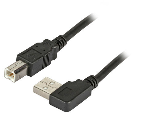USB2.0 Anschlusskabel A (gewinkelt) - B, St.-St., 0,5m, schwarz, Classic