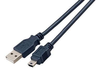 USB2.0 Anschlusskabel A-Mini B -- (5polig), St.-St., 1,0m, schwarz, Class