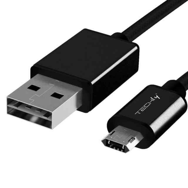USB2.0 Anschlusskabel Typ A - Micro-B, verdrehsichere Stecker, schwarz 2m