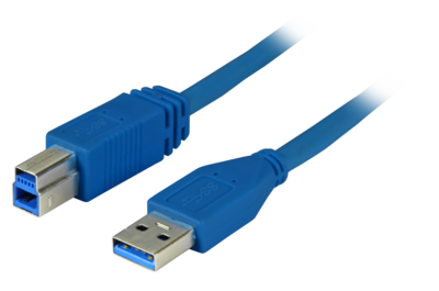 USB3.0 Anschlusskabel A-B, St.-St.,  -- 3,0m, blau, Premium
