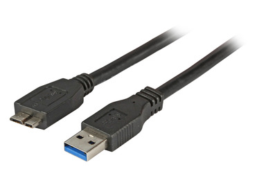USB3.0 Anschlusskabel A-Micro-B -- St.-St., 1,0m, schwarz, Classic