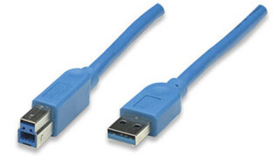 USB3.0 Anschlusskabel Stecker Typ A - Stecker Typ B, Blau 1 m