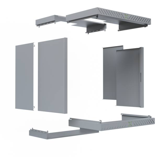 Verkleidung für X-Rack Wandgehäuse -- ohne Tür 12HE grau RAL7035 2/3