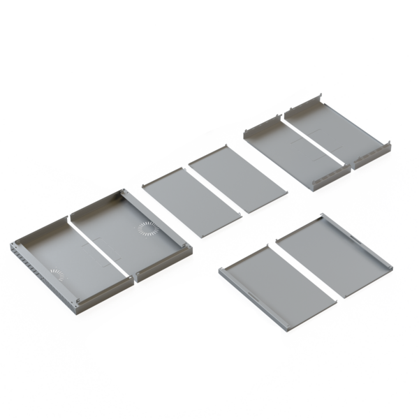 Verkleidung für X-Rack Wandgehäuse -- ohne Tür 12HE grau RAL7035 2/3