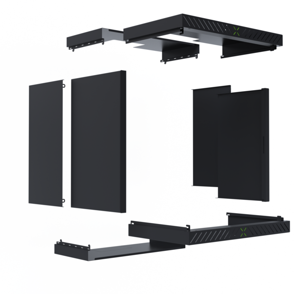 Verkleidung für X-Rack Wandgehäuse -- ohne Tür 12HE schwarz RAL9005 2/3