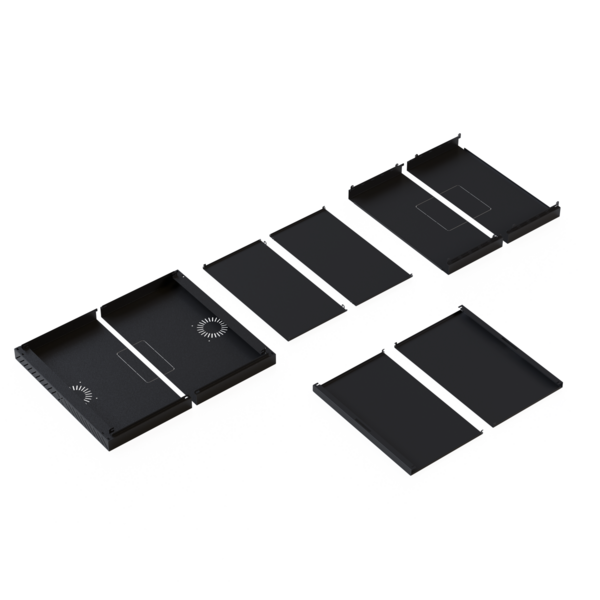 Verkleidung für X-Rack Wandgehäuse -- ohne Tür 12HE schwarz RAL9005 2/3