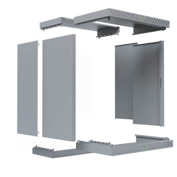 Verkleidung für X-Rack Wandgehäuse -- ohne Tür 15HE grau RAL7035 2/3