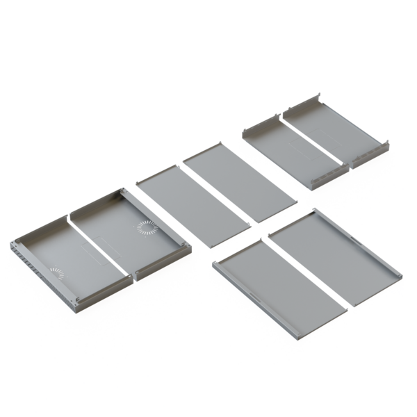 Verkleidung für X-Rack Wandgehäuse -- ohne Tür 15HE grau RAL7035 2/3