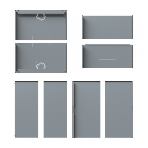 Verkleidung für X-Rack Wandgehäuse -- ohne Tür 15HE grau RAL7035 2/3