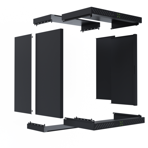 Verkleidung für X-Rack Wandgehäuse -- ohne Tür 15HE schwarz RAL9005 2/3