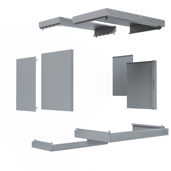 Verkleidung für X-Rack Wandgehäuse -- ohne Tür 9HE grau RAL7035 2/3