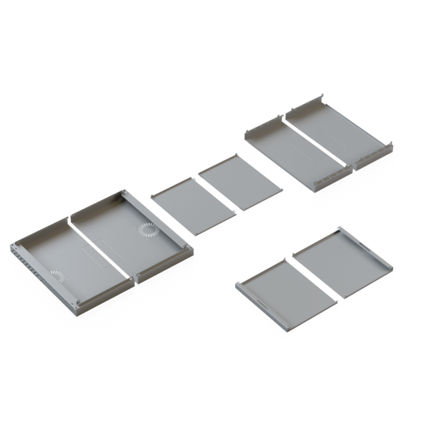 Verkleidung für X-Rack Wandgehäuse -- ohne Tür 9HE grau RAL7035 2/3