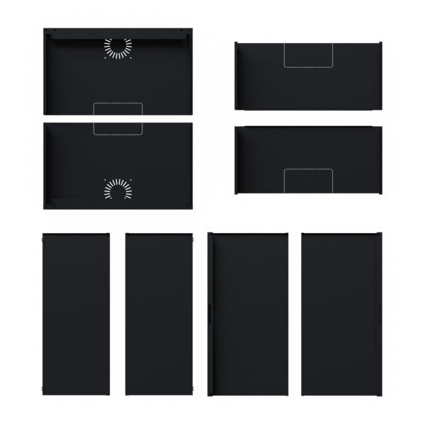 Verkleidung für X-Rack Wandgehäuse -- ohne Tür 9HE schwarz RAL9005 2/3