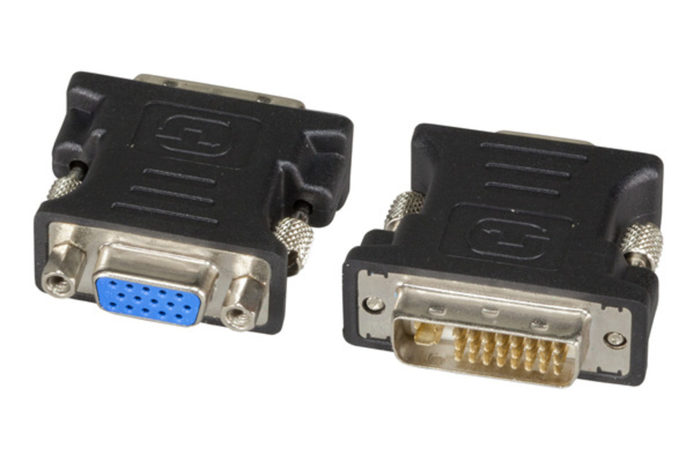 VGA / DVI DVI 24+5 / VGA Adapter, DVI-A 24+5 St. auf HD15 Bu.. schwarz - 1 VPE = 100 Stück VGA / DVI