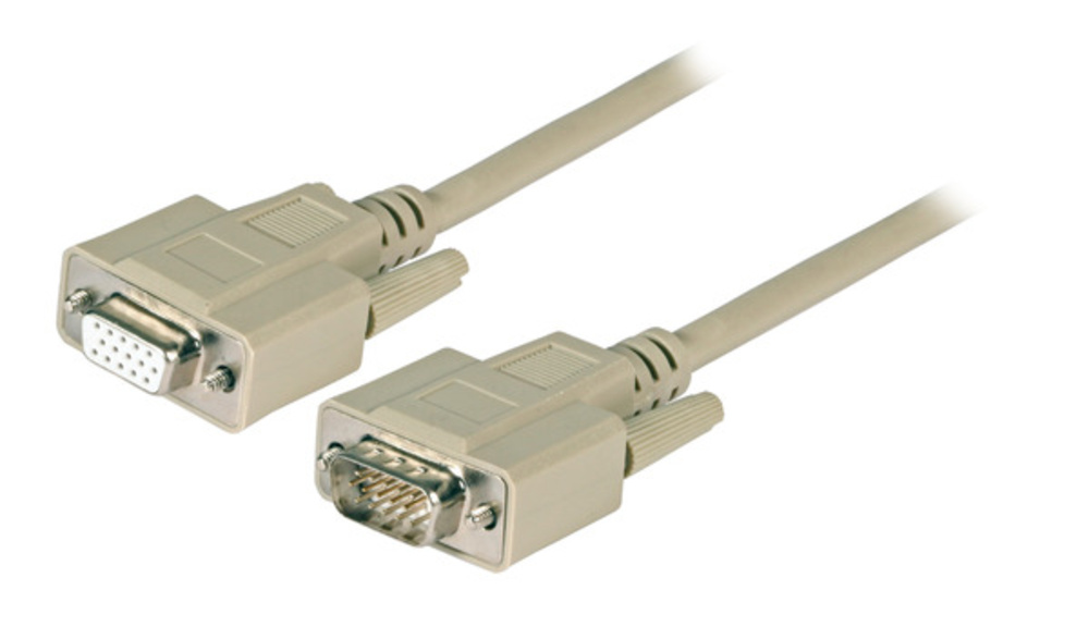 VGA / DVI VGA Verlängerungskabel, 2x HD-DSub 15, St.-Bu., 2,0m, beige - 1 VPE = 10 Stück VGA / DVI