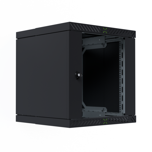 Wandgehäuse X-Rack mit Glastür 400-600mm -- 12HE schwarz RAL9005
