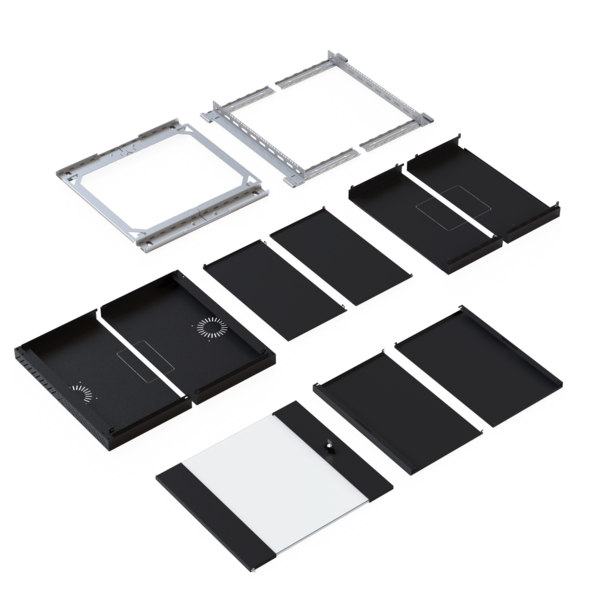 Wandgehäuse X-Rack mit Glastür 400-600mm -- 12HE schwarz RAL9005