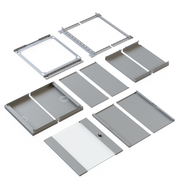 Wandgehäuse X-Rack mit Glastür 400-600mm -- 15HE grau RAL7035