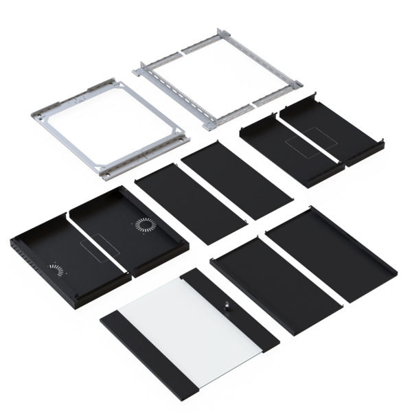 Wandgehäuse X-Rack mit Glastür 400-600mm -- 15HE schwarz RAL9005