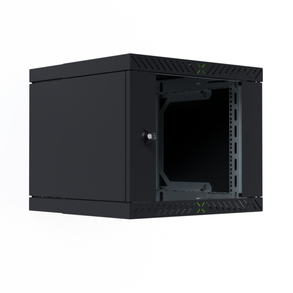 Wandgehäuse X-Rack mit Glastür 400-600mm -- 9HE schwarz RAL9005